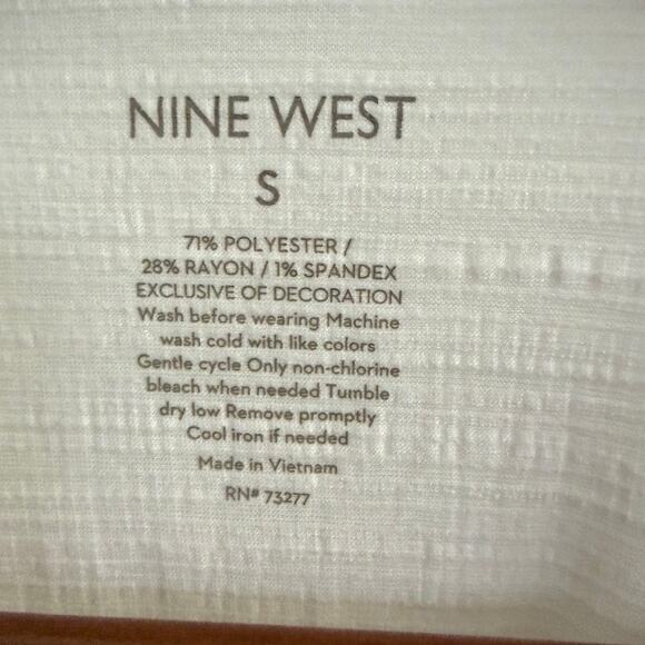 Nine West Basic White Cap Flutter Sleeve Shirt S Capsule Timeless Crepe Coquette - Picture 2 of 5